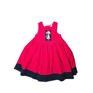Vintage 80s 90s Red Corduroy Girls Dress